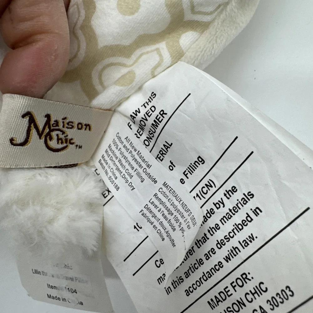 Maison Chic Lillie The Lamb Travel Neck Pillow New With Tags